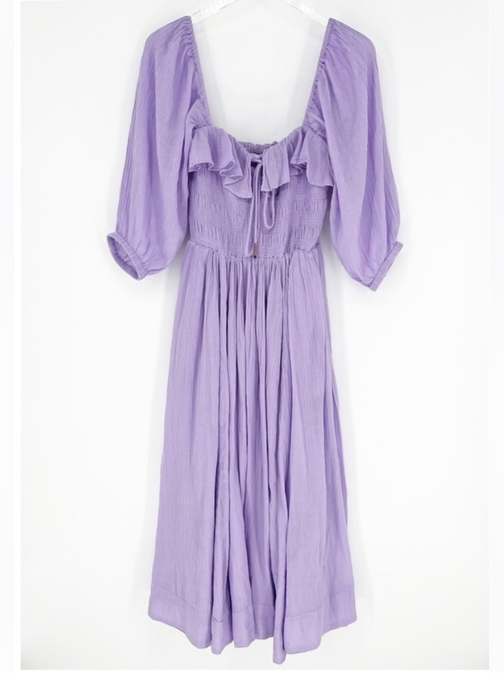 Free People Oasis Puff Sleeve Midi Dress S Purple - Picture 2 of 7